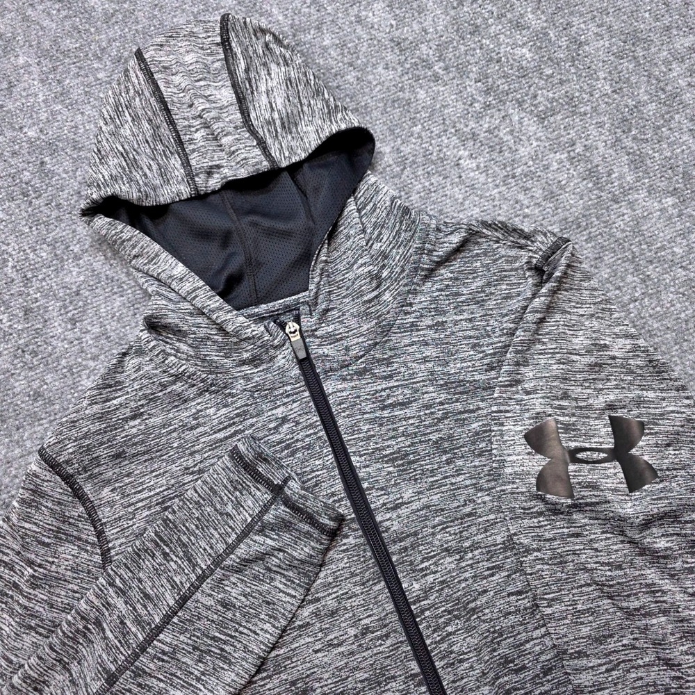 Under Armour HeatGear Full Zip Hoodie Men Medium Grey Space Dye Loose Fit Jacket